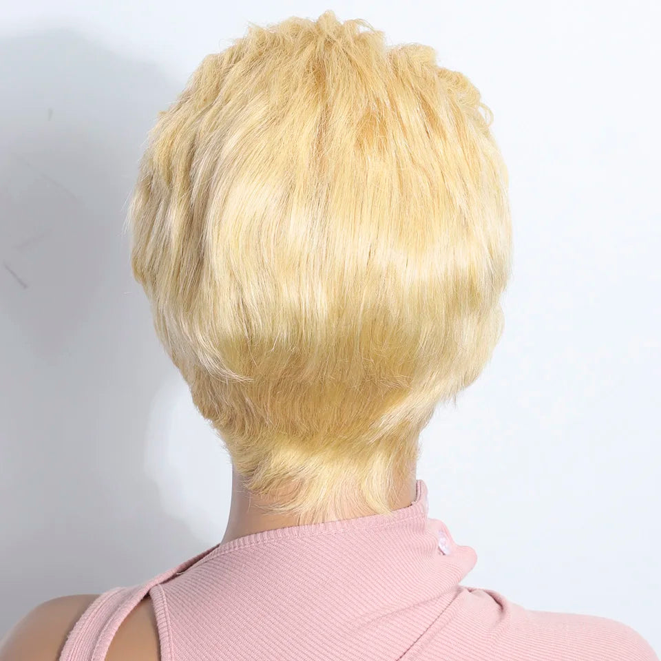 Blonde Short Pixie Cut Silky Lace Front Wig for Women
