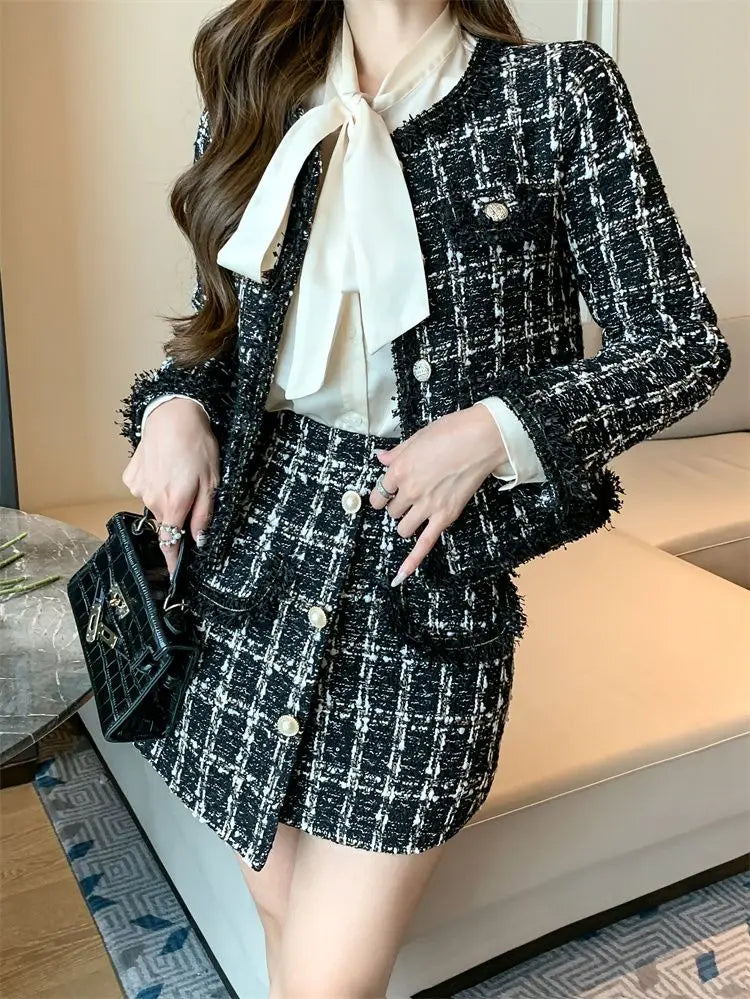 Autumn Winter Street Style Tweed Suit