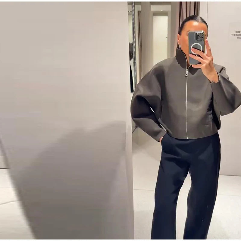 Women 's Jackets Vintage Lapel Zipper Big Pockets Zipper Full Sleeve Coats Lady 2026 Fashion New Woman Spring Jackets Outwears