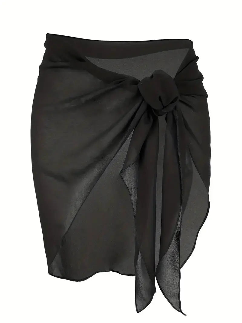 Women Short Sarongs Swimsuit Coverups Beach Bikini Wrap Sheer Short Skirt Chiffon Scarf Cover Ups for Swimwear