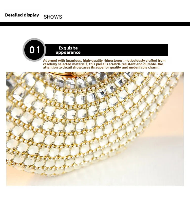 New Evening Women's Bag Luxury Brand Diamond-encrusted Sparkling Dinner Party Handbag Diamond-encrusted Women's Shoulder Bag