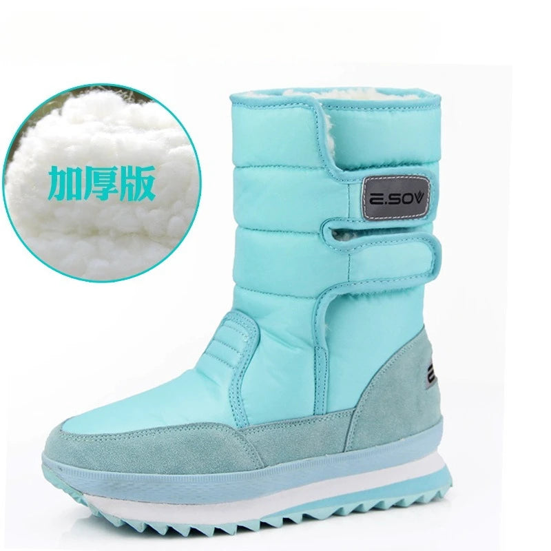 Thick Waterproof Plush Mid Calf Snow Boots for Women