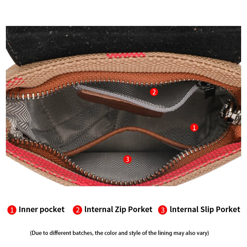 Compact Plaid Patchwork Canvas Crossbody Bag for Women