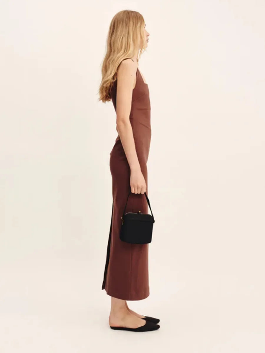 Elegant Square Neck Suspender Cotton Blend Dress For Women