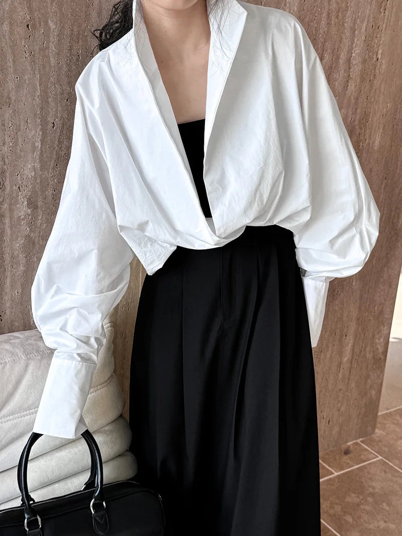 Batwing Sleeve Stand Collar Blouse