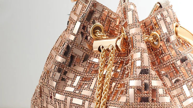 Rhinestone Evening Bucket Handbag