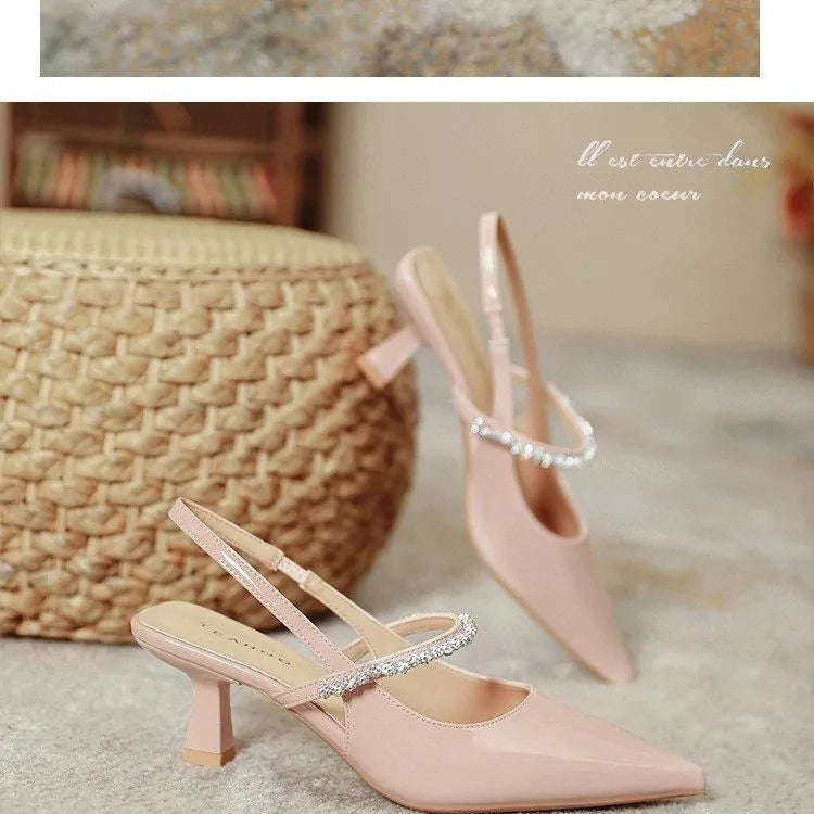 Rhinestone Stiletto Back Strap Sandals