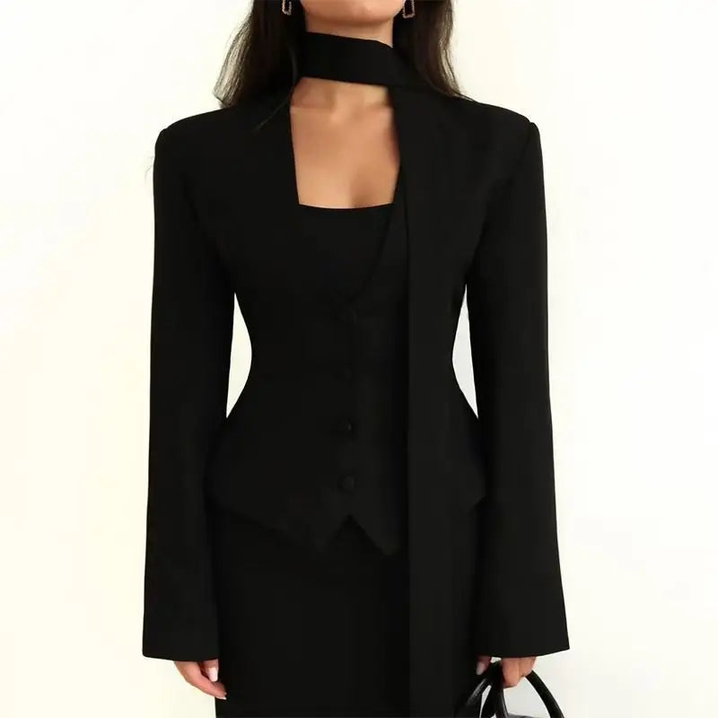 Waist-Cinched Single-Breasted Blazer Jacket for Women