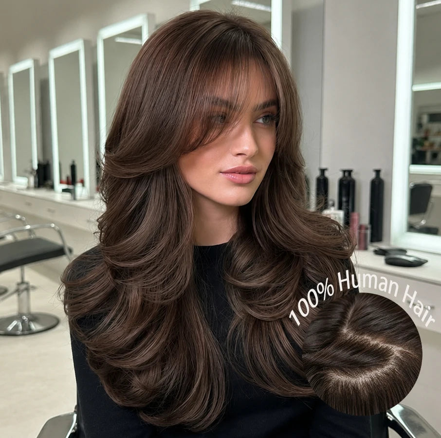 Dark Chocolate Brown Straight Lace Front Wig for Women