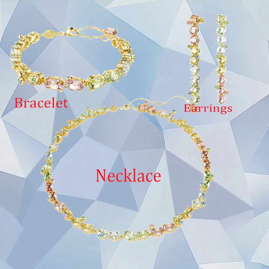 Gold Plated Zirconia Crystal Pendant Set for Women