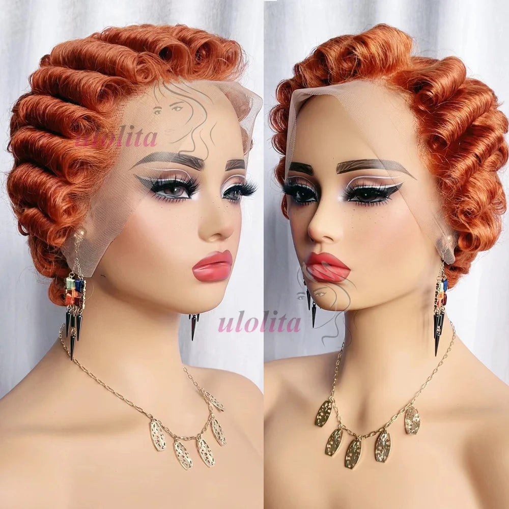 Chocolate Brown Pixie Cut Lace Front Human Hair Wig for Women