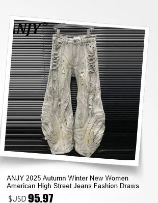 ANJY Autumn New Women's 2 Pieces Set Fashion Full Diamonds Short Sleeve Denim Shirt Elegant Fresh Straight Chic Ins Jeans A15818