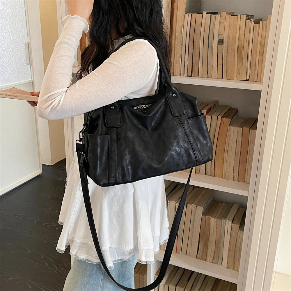 Practical Pure Color Vegan Leather Shoulder Crossbody Bags for Women