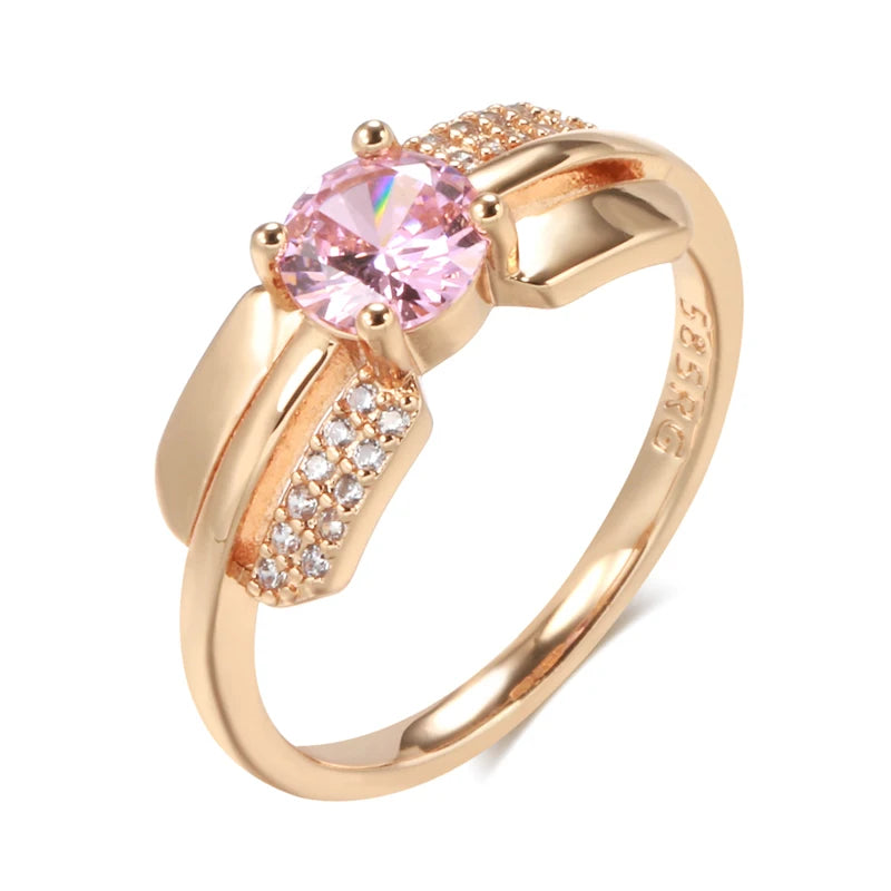 Pink Princess Cut Zircon Ring