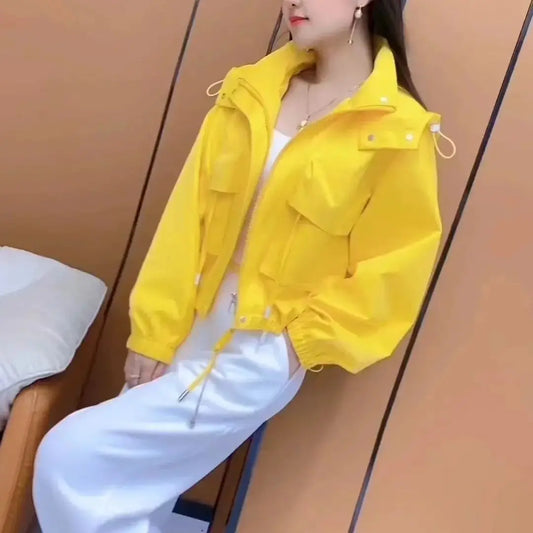 Women Coat Casual Hooded Jacket Submachine 2025 New Spring and Autumn Zipper Fashionable Loose Short Top