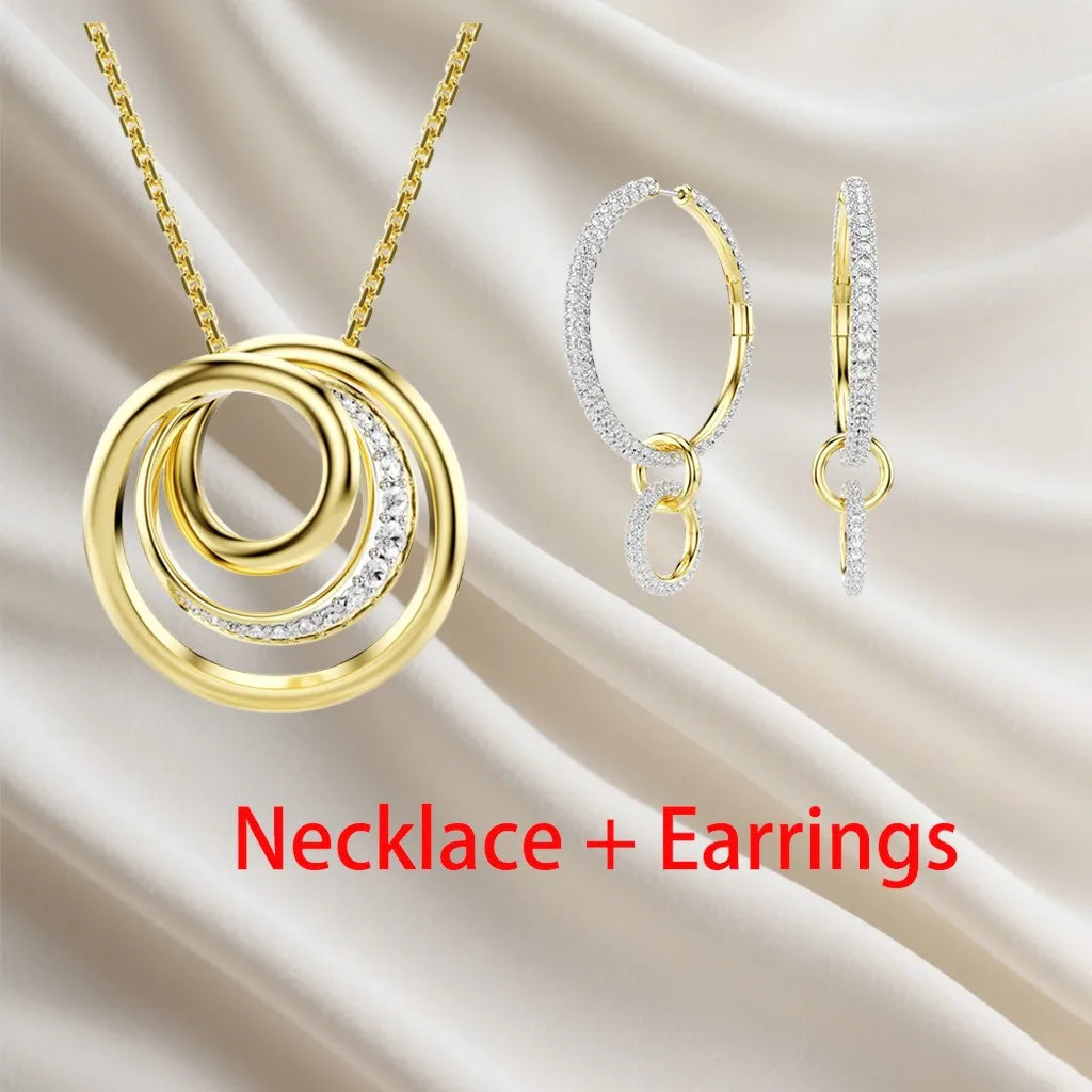 Sparkling Inlaid Pearl Pendant Jewelry Set for Women