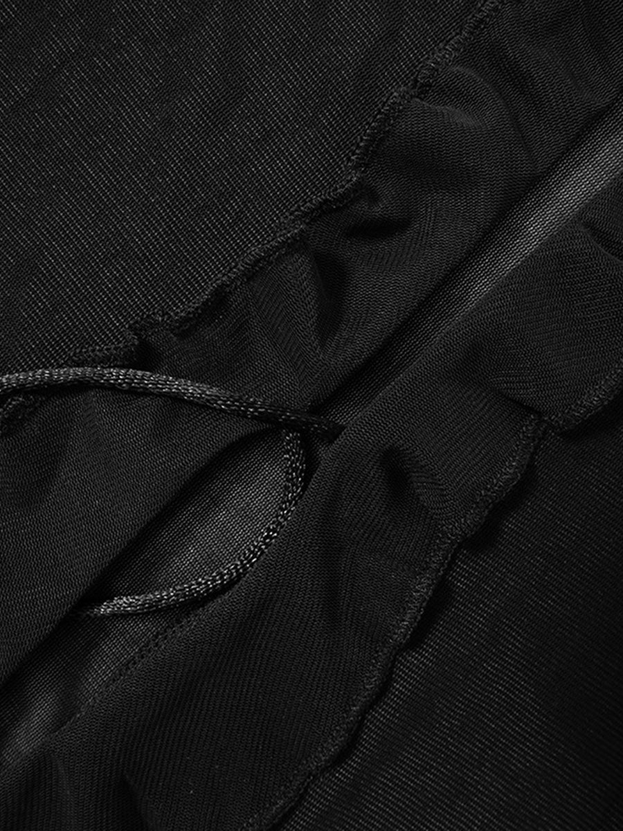 Women Summer Lace Up Long Lightweight Cardigan Black Long Sleeve Flared Cardigan Lace Up Design Cardigan Streetwear