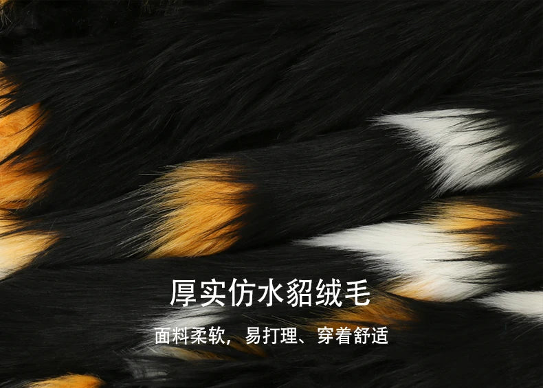 Soft Thick Mandarin Collar Faux Fox Fur Coat For Women