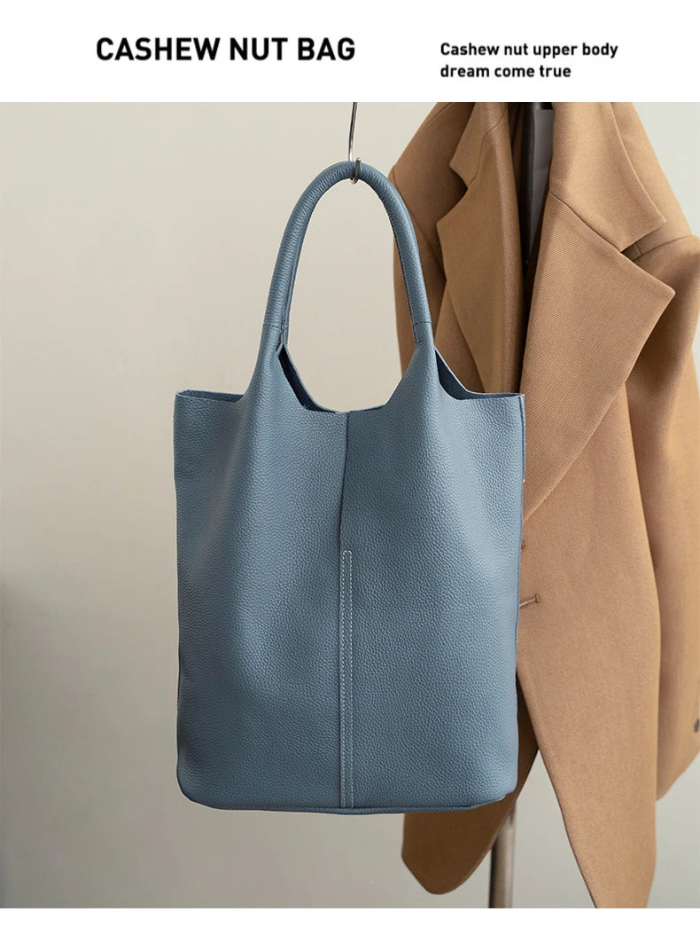 Bucket Bag Ladies Luxury Women Tote Bag Casual Genuine Cow Leather Shoulder Bags ladies Tote Handbags Big Shopper Bag for Female