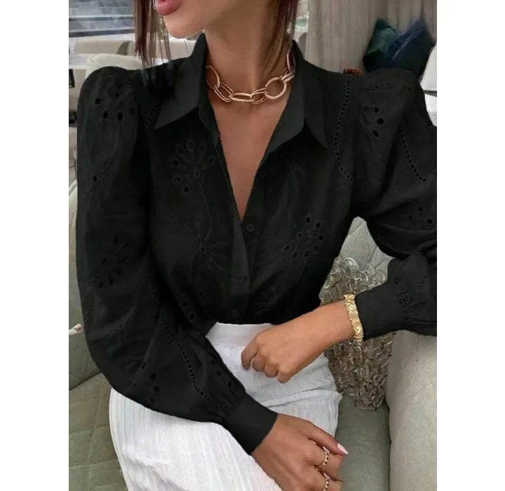 Sexy Pink Women Tops Single Breasted Solid Color Long Sleeved Collar Cardigan Shirt for Female Streetwear 2024 Autumn/Winter New