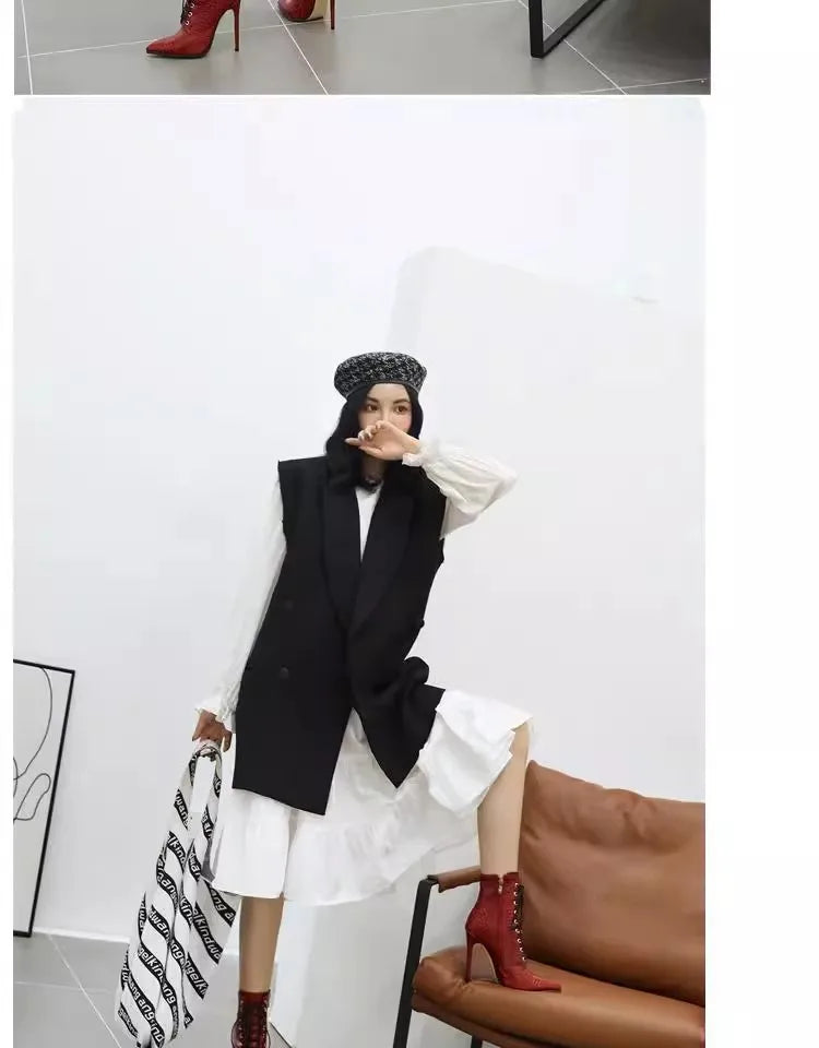Chic Pointed Stiletto High Heel PU Leather Ankle Boots for Women