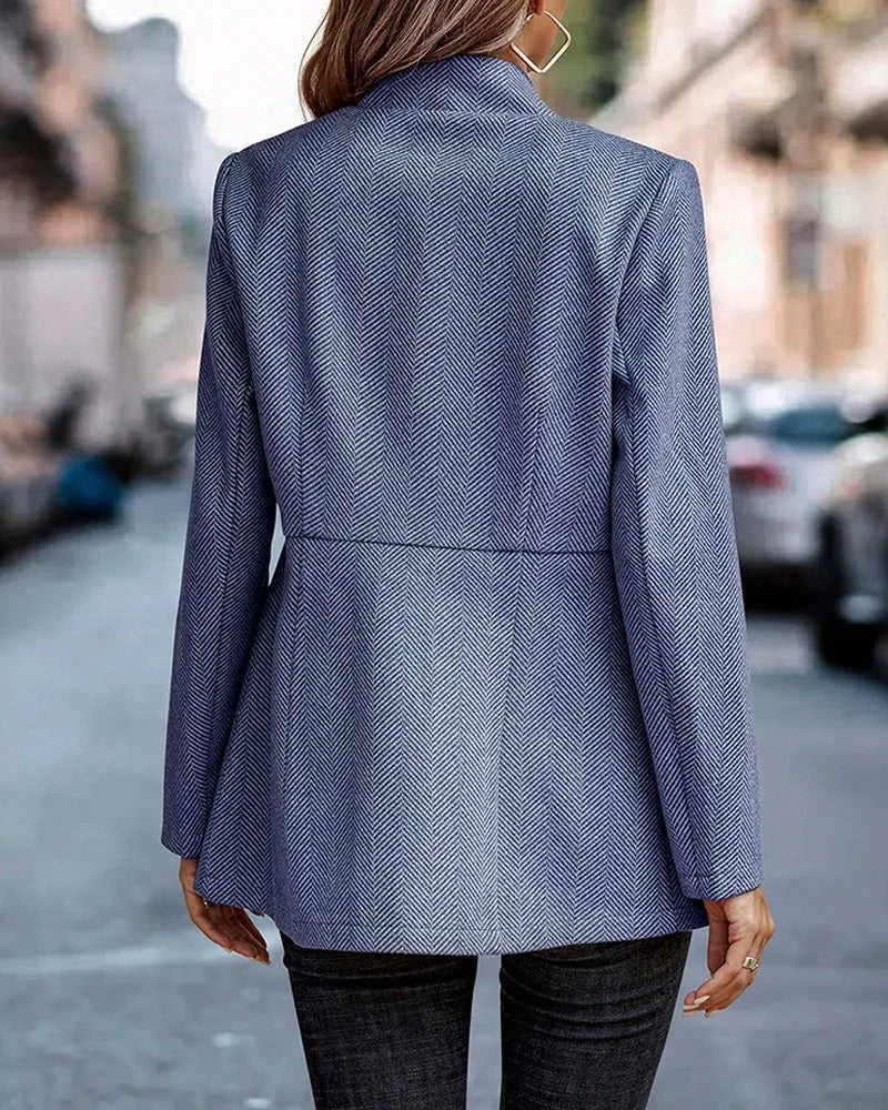 Chic French Style Long Sleeve Knit Blazer Jacket For Women