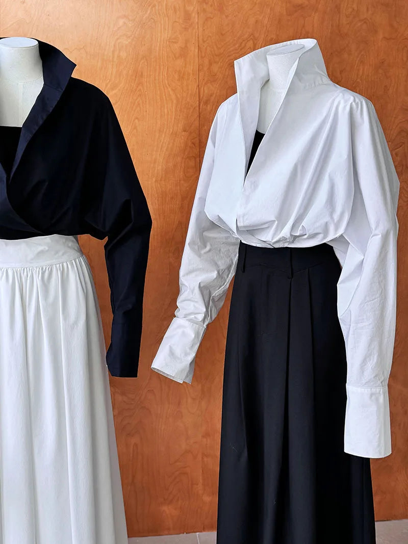 Batwing Sleeve Stand Collar Blouse