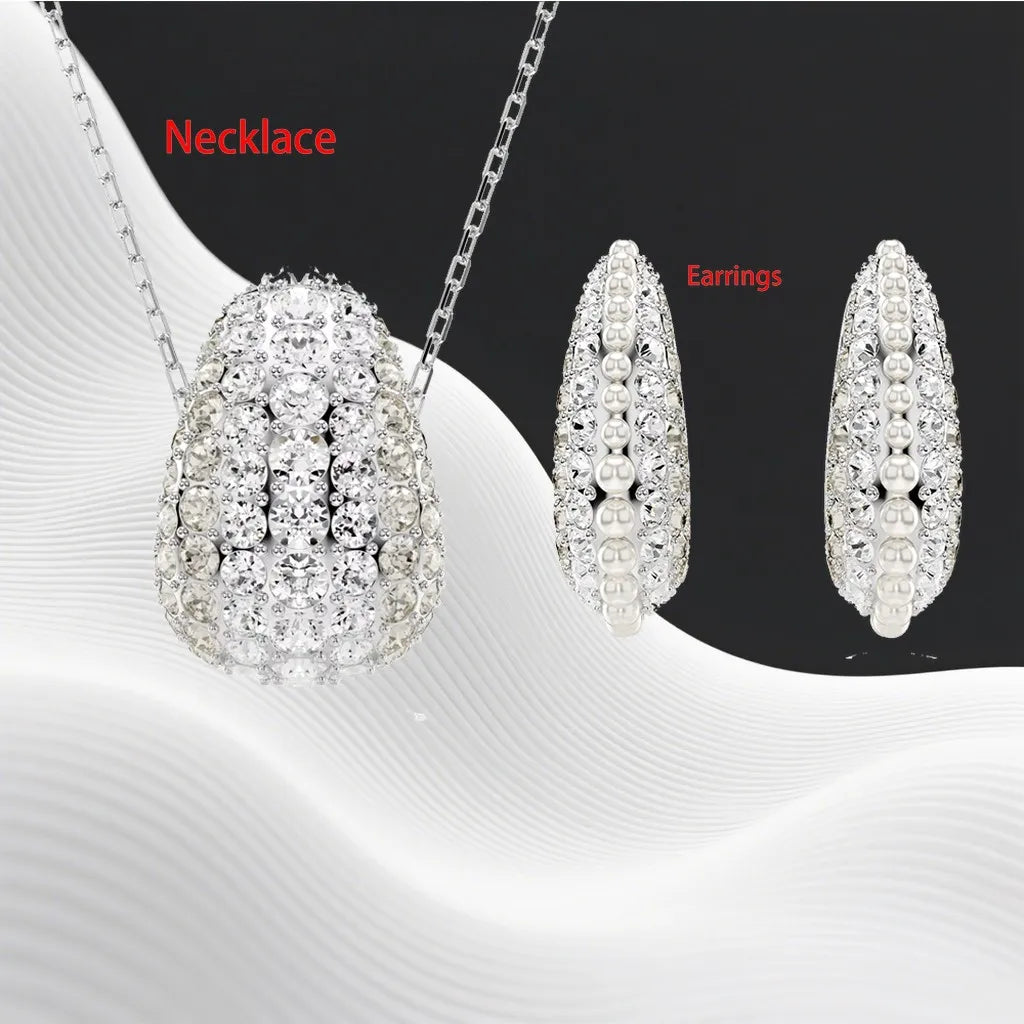 Crystal Necklace And Earrings Set