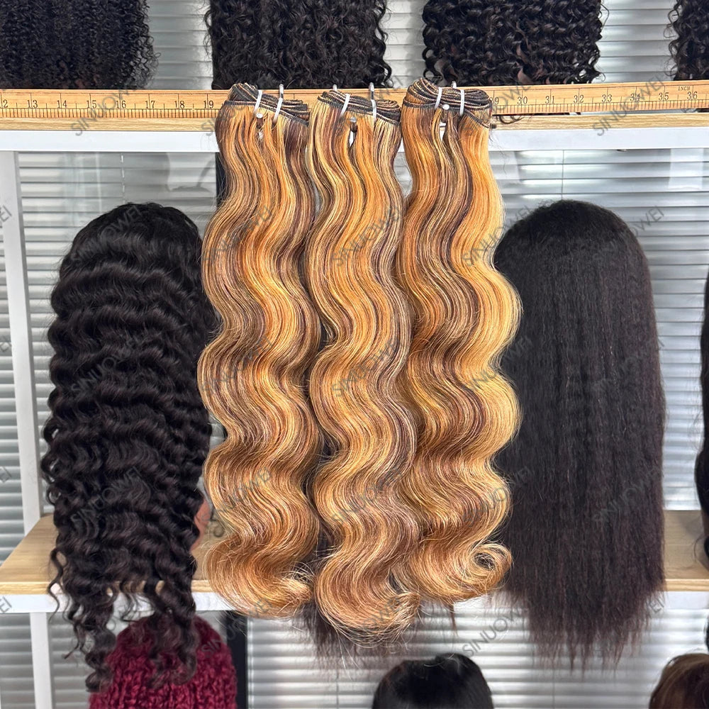 Honey Blonde Highlight Body Wave Hair Bundles for Women