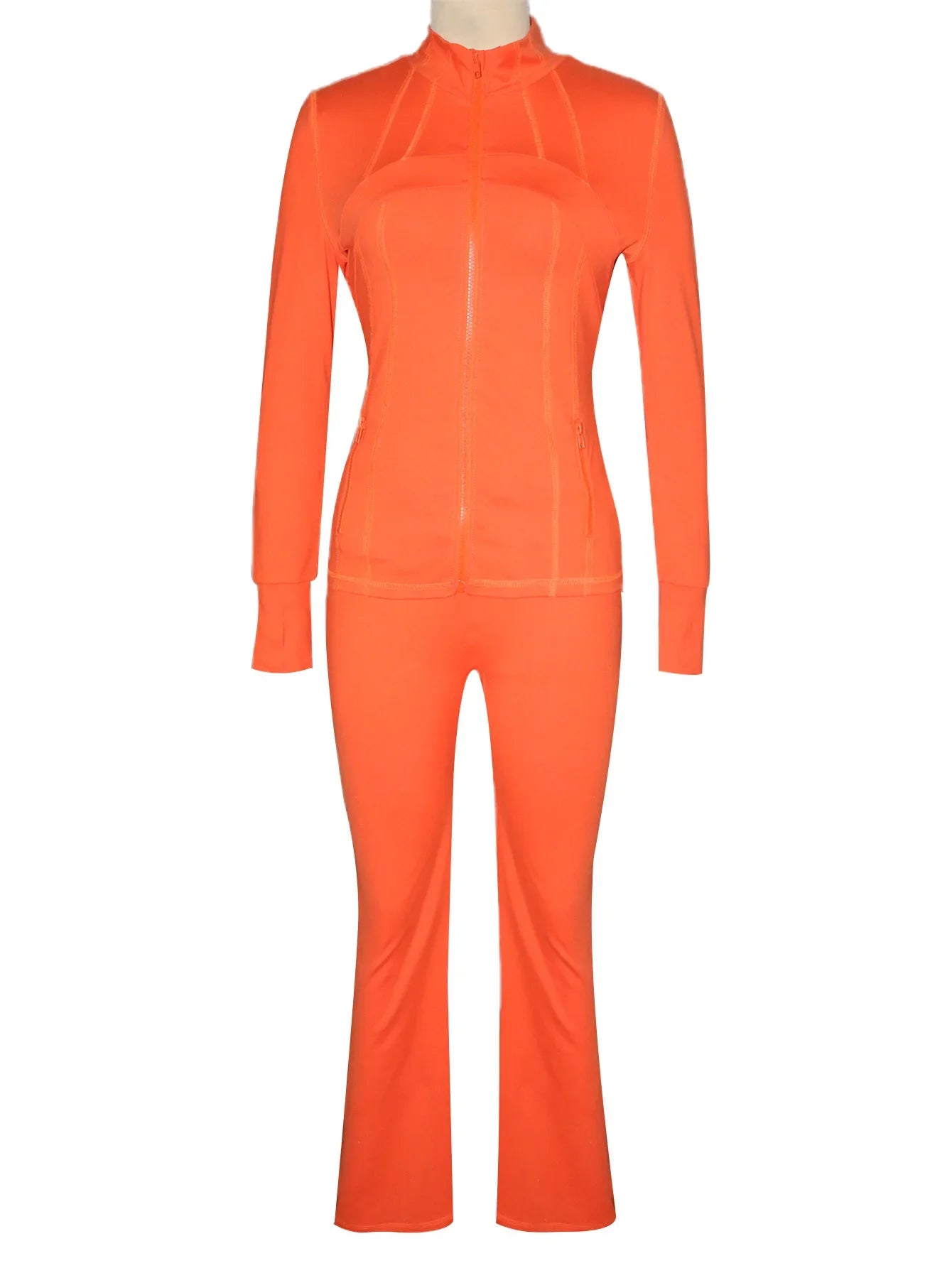 Casual Two-piece Sports Set Women 2025 Autumn Winter Fashion Solid Color Long Sleeve Zipper Top & Slim Pants Suit Tracksuit