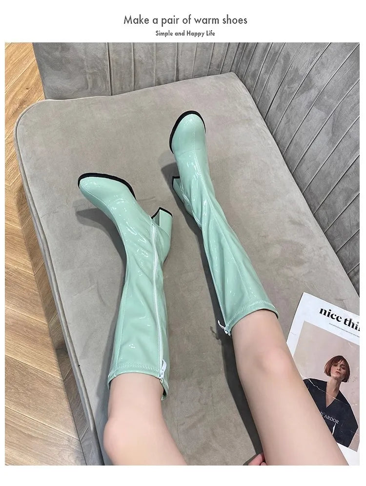 Elegant Shimmering Knee-High Go-Go Boots for Women