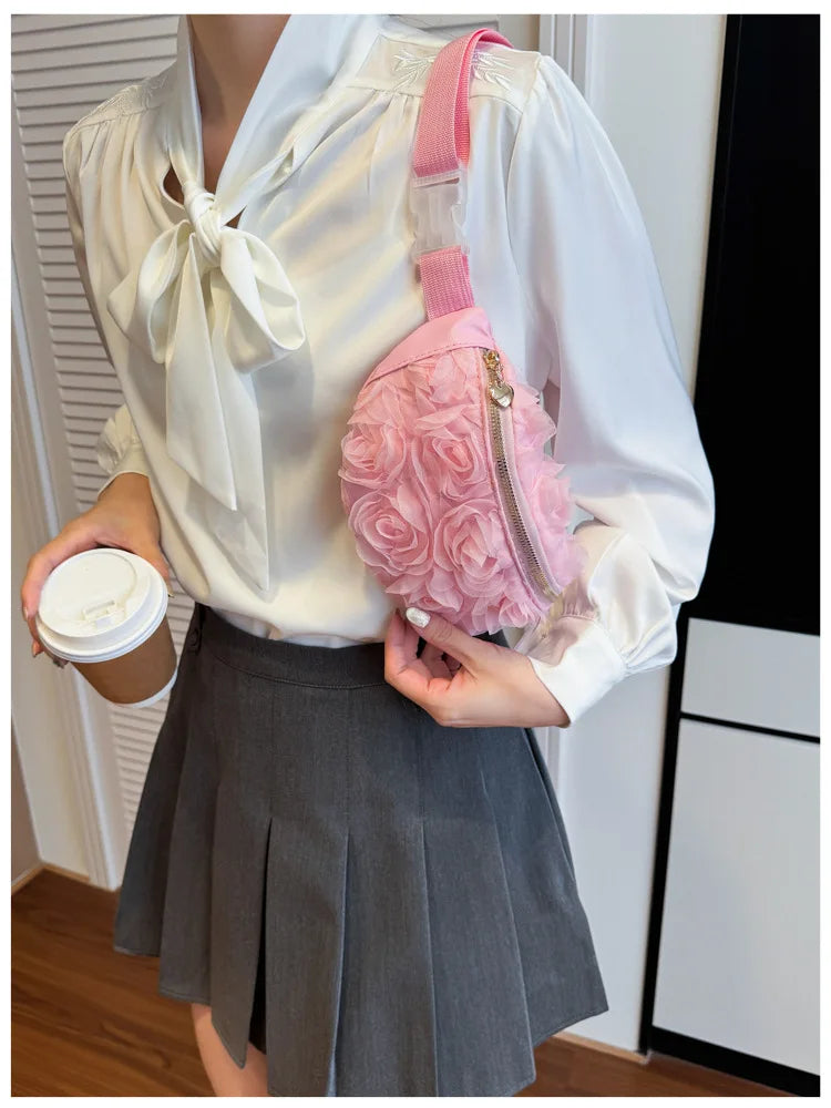 New Women's Waist Bag Flower Shape Fashionable Women's Waist Bag Lace Luxury Lightweight Women's Crossbody Bag High Quality