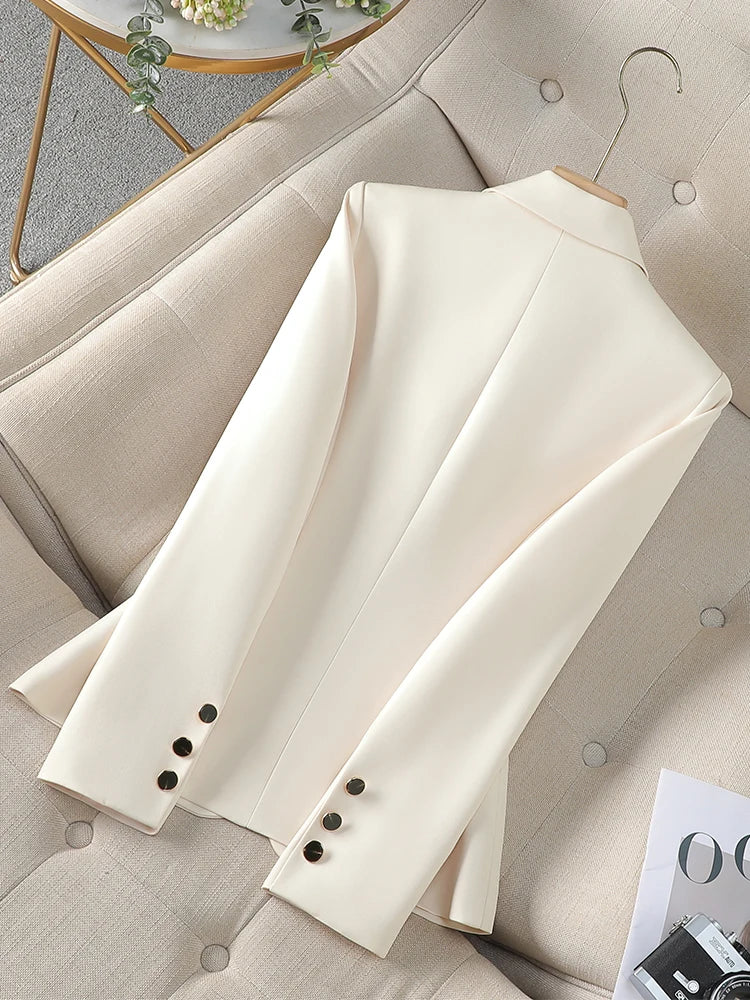 Fashion Ladies Blazer Coat Women Apricot Red Khaki Long Sleeve Female Business Work Wear Slim Formal Jacket For Autumn Winter