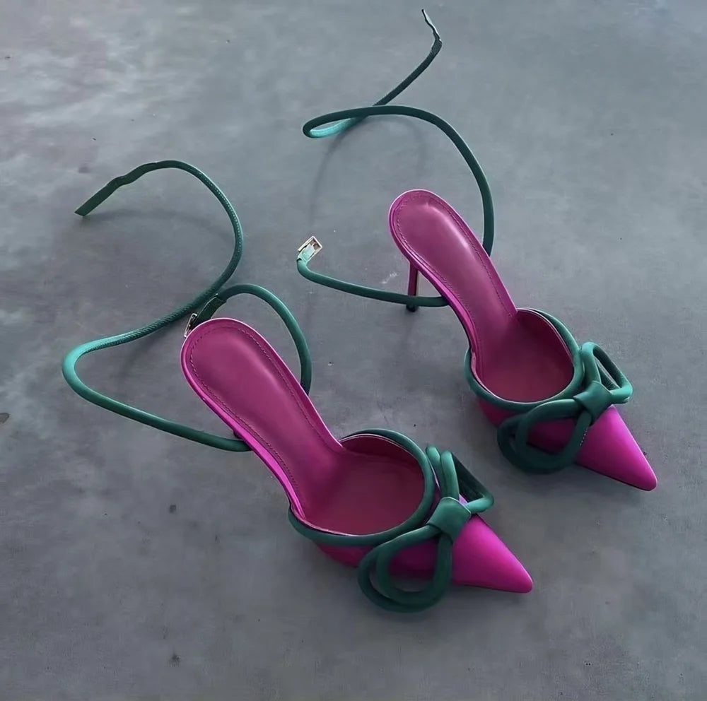Satin Bow Slingback Stiletto Heels
