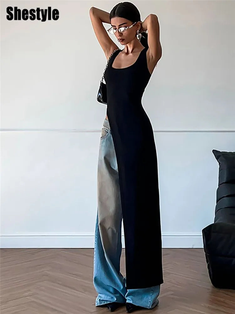 Elegant Asymmetrical High Slit Maxi Dress for Women