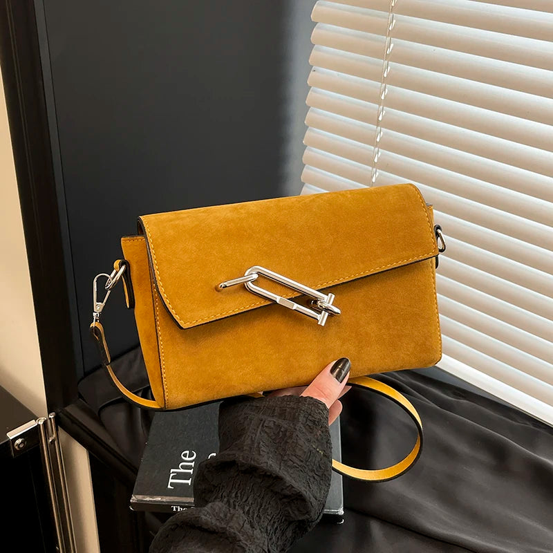 Retro Frosted New Shoulder Bag Women Autumn And Winter Suede High-end Fashion Women's Wallet Versatile Texture Small Square Bag