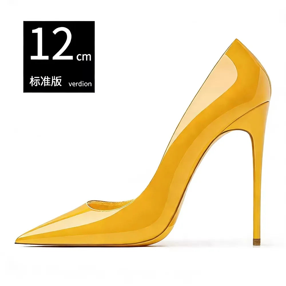 Pointed Toe Patent Leather Stiletto Heels for Women