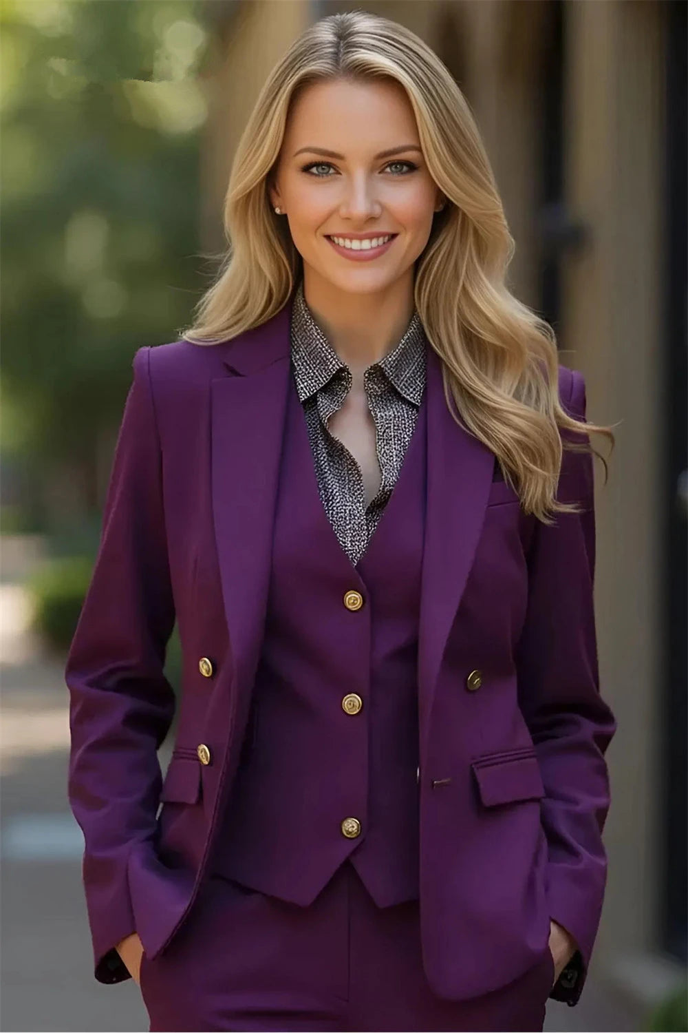 Women’s 3-Piece Suit Women Tuxedo Suit Blazer Dress Prom Slim Fit Formal Office Lady Blazer Set (Jacket+Vest+Pants)