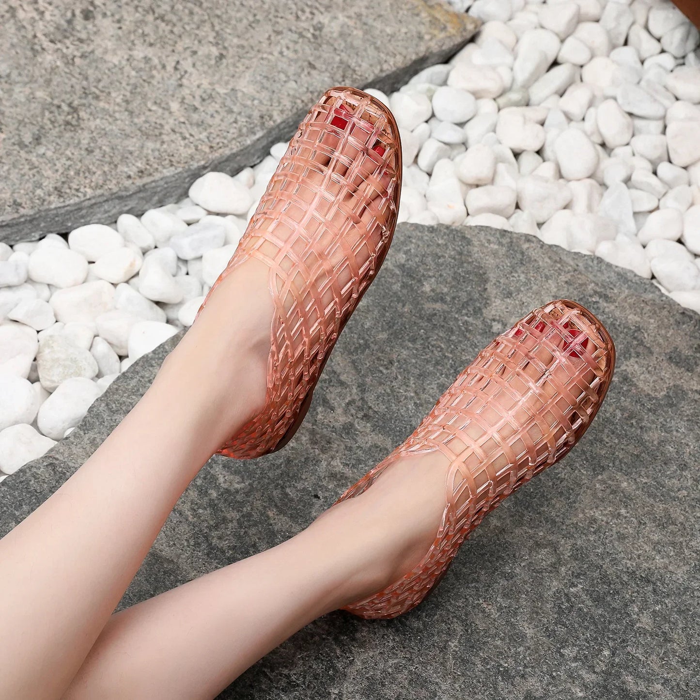 Lightweight Breathable Hollow Out Jelly Slides For Women