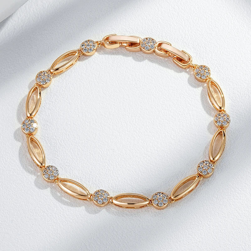 Rose Gold Tone Zircon Chain Bracelet