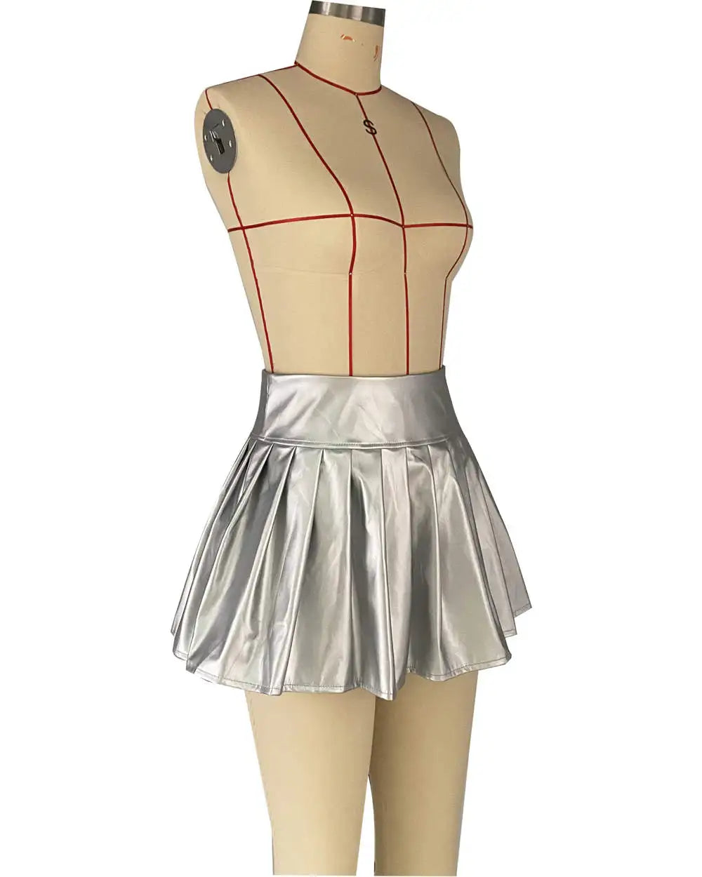 FAGADOER Reflective Silver Y2k Mini Pleated Skirt Party Club Outfits for Women Sexy A-line High Waisted Ball Gown Short Skirts