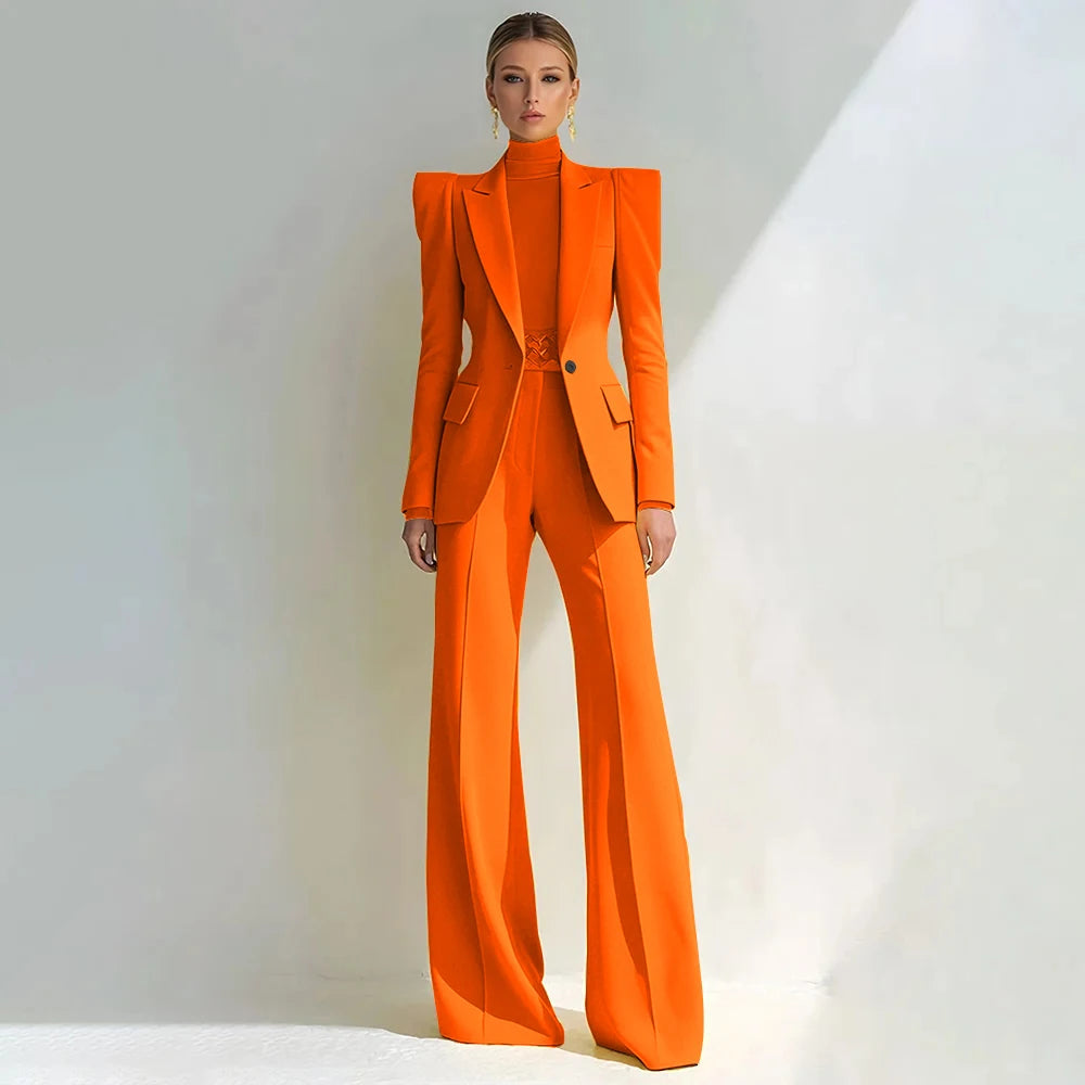 Stylish Double Breasted Two Piece Pantsuit for Women
