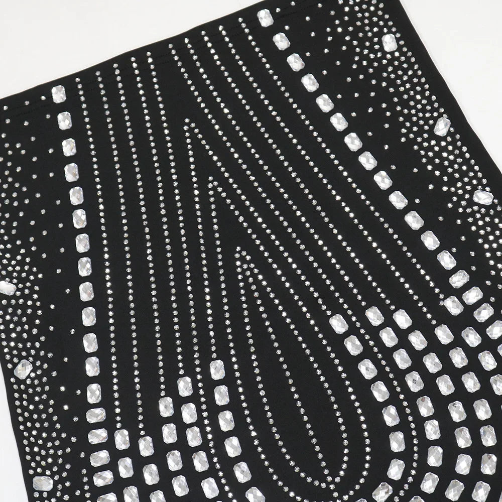 Rhinestone Embellished Sleeveless Bodycon Midi Dress for Women