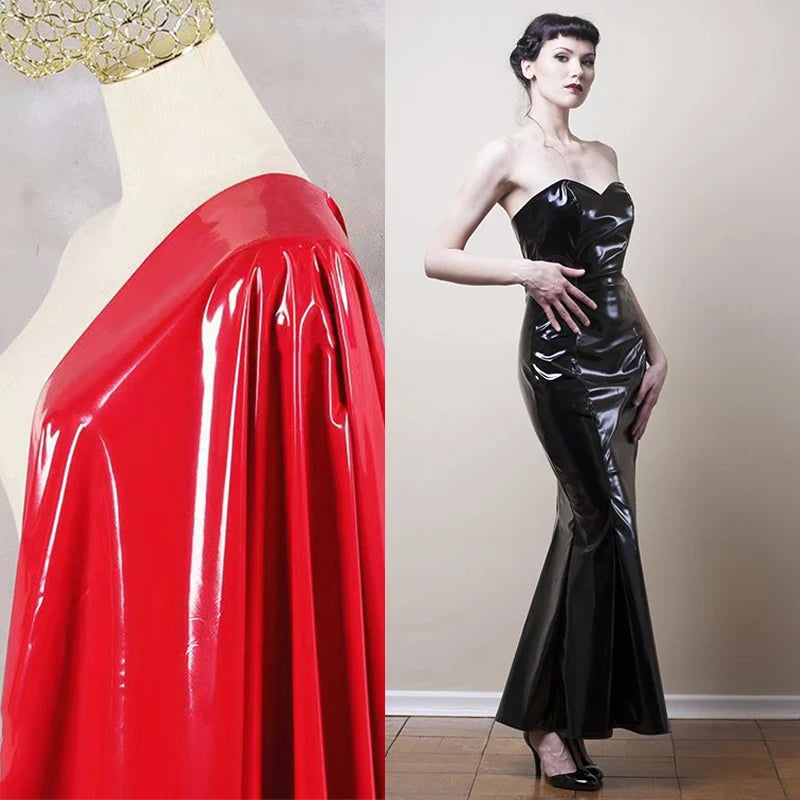Strapless Black Mermaid Faux Leather Evening Gown for Women