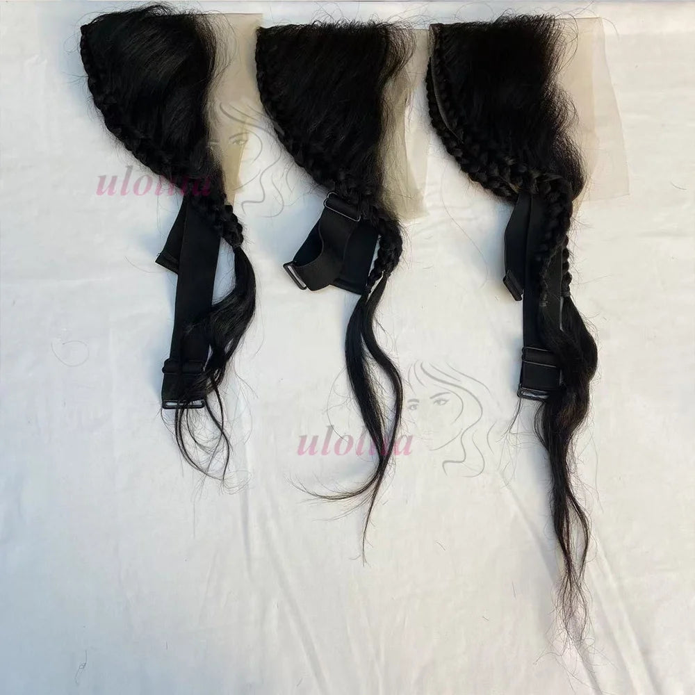 Transparent Straight Lace Frontal With Braids for Women