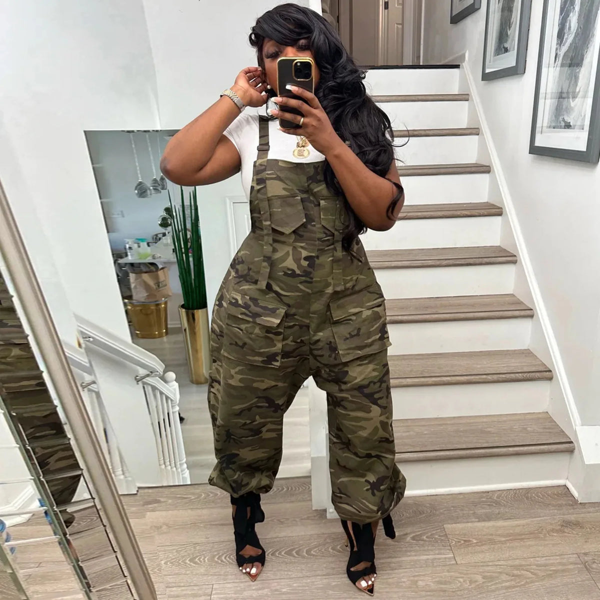 Camouflage Cargo Pocket Jumpsuit