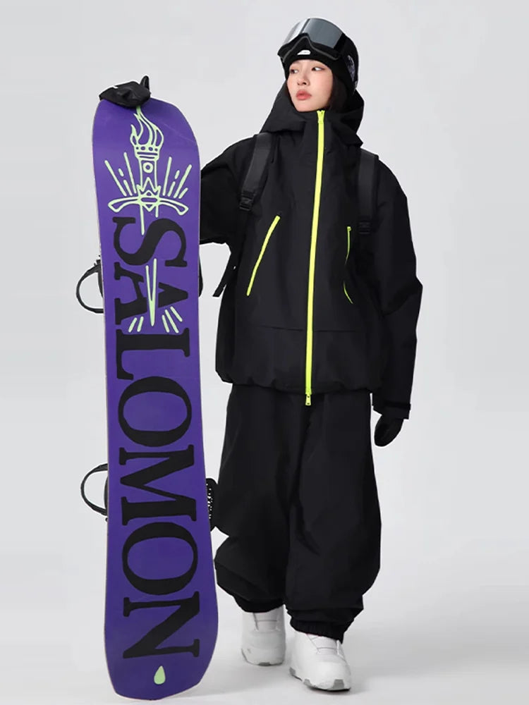 Waterproof Fleece-Lined Hooded Windbreaker Set for Women