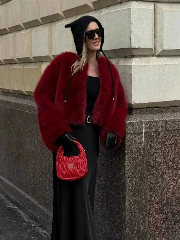 Hooded Faux Fur Coat