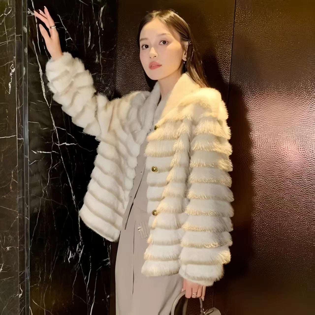 Faux Fur Coat for Women,Single Breasted Jacket,Thicken Warm,High Quality,Preppy Style, Female Clothes,New,Winter,2025