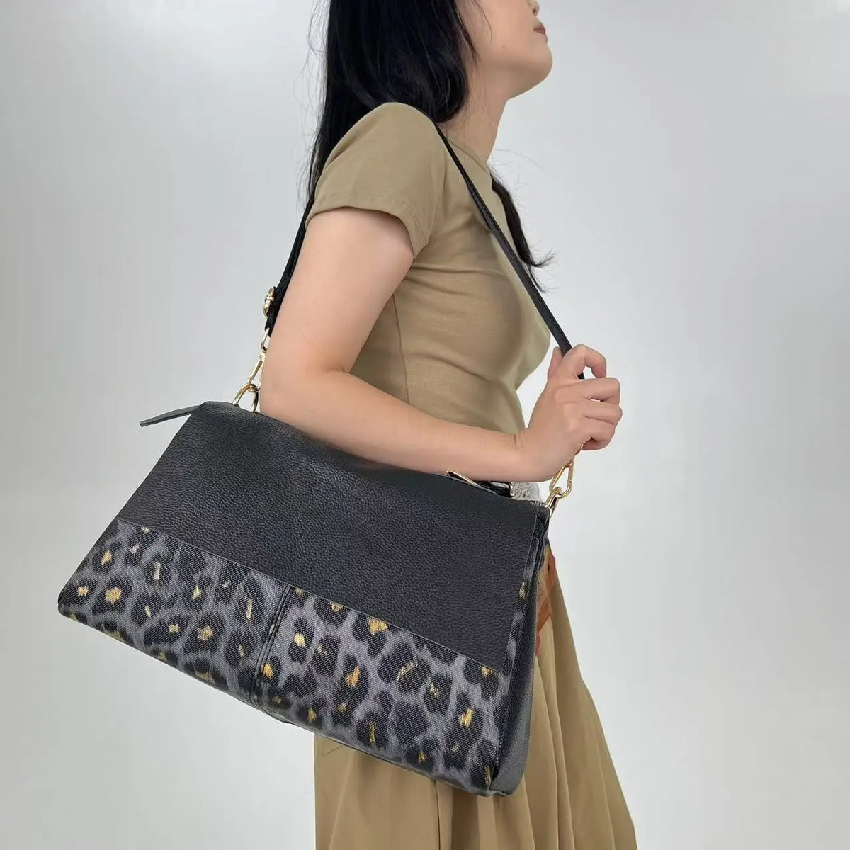 Leopard Print Large Capacity Shoulder Tote Bag for Women